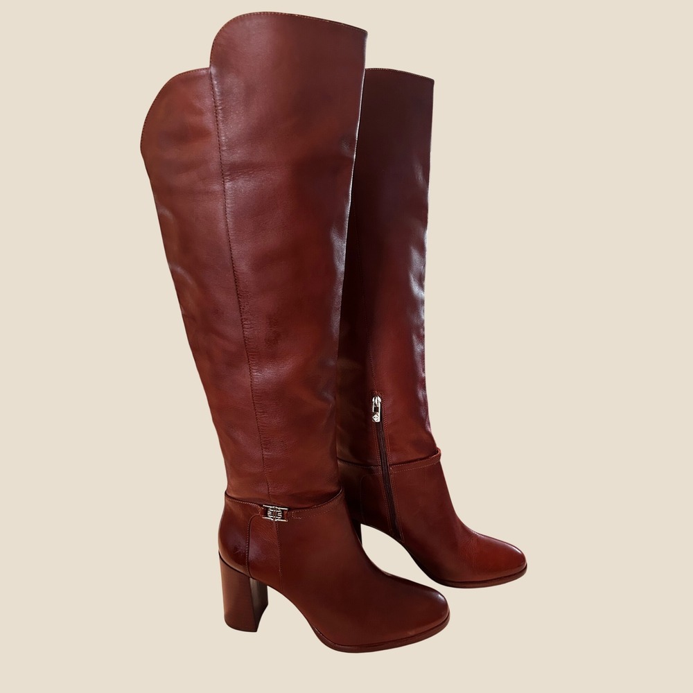 Antonio Melani Malindah Leather Block Heel Over the Knee Boots. 9.5M 3.5"Heel